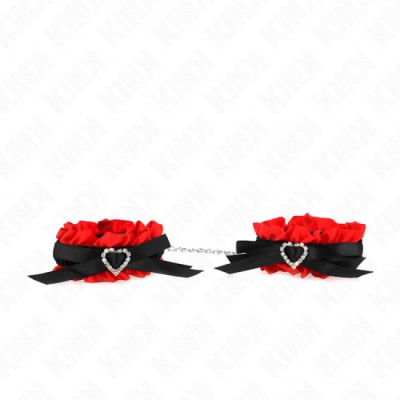 KINK - LACE ELASTIC WRIST RESTRAINTS RED HEART DETAILS ADJUSTABLE 22-35 CM foto