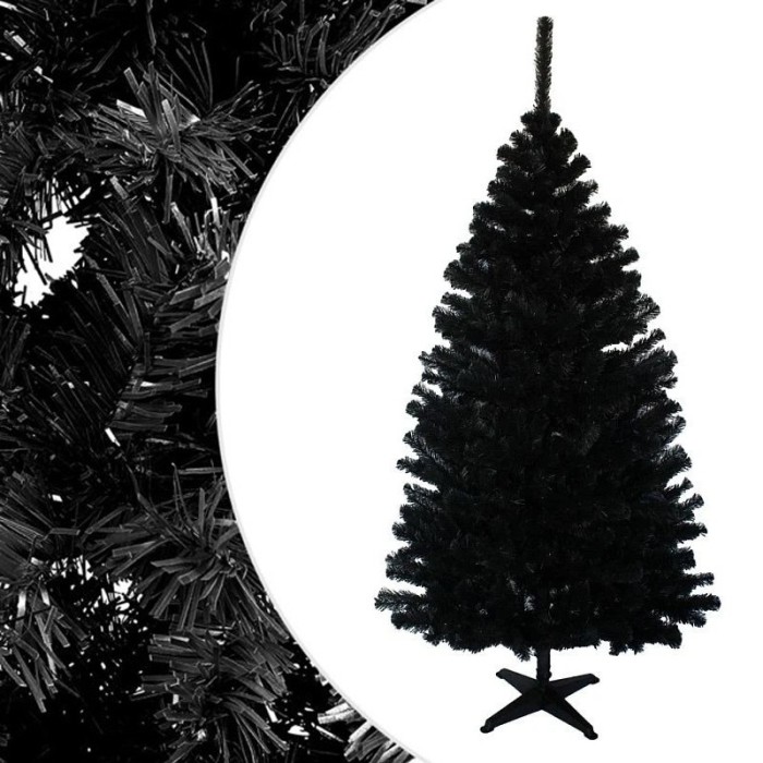 Brad artificial de craciun, royal black, inaltime 220 cm, negru, cu suport