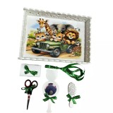 Cumpara ieftin Tavita pentru Mot cu 6 Piese - Safari - TPM71 Alb cu Verde