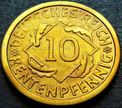 Moneda ISTORICA 10 RENTENPFENNIG (A) - IMPERIUL GERMAN, anul 1924 *cod 605 foto