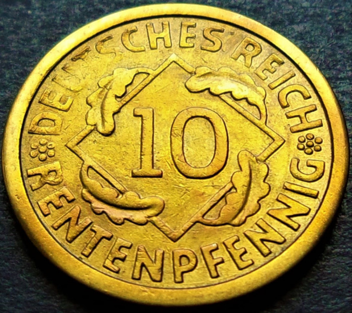 Moneda ISTORICA 10 RENTENPFENNIG (A) - IMPERIUL GERMAN, anul 1924 *cod 605