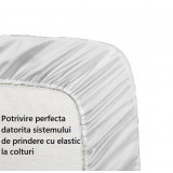 Cearceaf de pat cu elastic, bumbac natural 100%, alb - 130/200