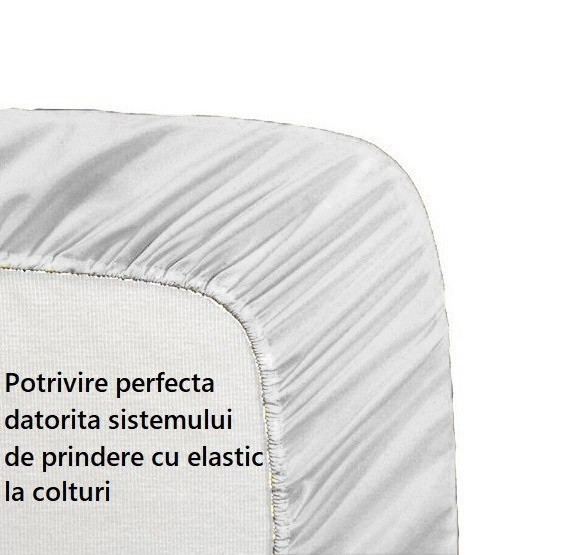 Cearceaf de pat cu elastic, bumbac natural 100%, alb - 140/190