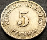 Cumpara ieftin Moneda istorica 5 PFENNIG - GERMANIA, anul 1913 *cod 3242 - litera F