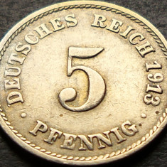 Moneda istorica 5 PFENNIG - GERMANIA, anul 1913 *cod 3242 - litera F