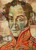 &quot;Bolivar pe bolivari&quot; V. Neacsu pictura pe bancnote Venezuela 21/30 cm 2024