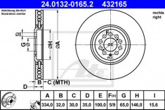 Disc frana AUDI TT Roadster (8N9) (1999 - 2006) ATE 24.0132-0165.2 foto