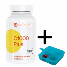 Supliment alimentar cu Vitamina C + cutie pilule Vitamina C 1000 Plus, 100 tablete, CaliVita