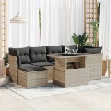 Cumpara ieftin Set canapele de grădină cu perne, 7piese gri deschis poliratan