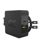 Incarcator Retea Green Cell USB-C 45W Power Delivery cu Cablu USB-C 2m Negru