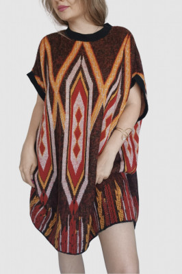 Tunica tip rochie oversized, toamna-iarna, multicolor, marime universala foto