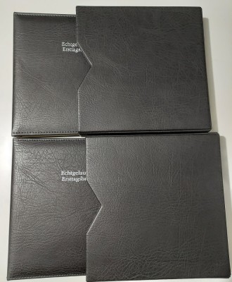 2 albume pt. carti postale tip vechi/plicuri, (57 coli) tip Leuchtturm cu etui negru foto