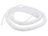 Cablu spiralat neecranat PUR alb 1,5m 300V 6x0,15mm2