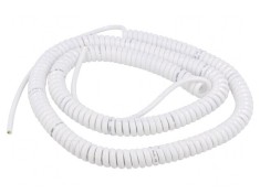 Cablu spiralat 4x0,15mm2 PUR alb 1m