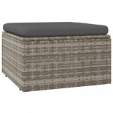 Cumpara ieftin Taburet de gradina cu perna, gri, 55x55x30 cm, poliratan