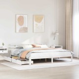 VidaXL Cadru de pat cu sertare, alb, 180x200 cm, lemn masiv pin