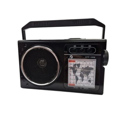 Radio cu incarcare solara, functie AM/FM/SW 1-6, USB/TF, CARD/BT, lampa laterala LED, conexiune Bluetooth, antena telescopica, negru foto