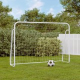 Poarta Fotbal Albă 214x75x152 cm, Oțel &amp; Poliester. Portabilă, Durabilă, Ideală Antrenament &amp; Joc, Curte, Gazon, Plajă