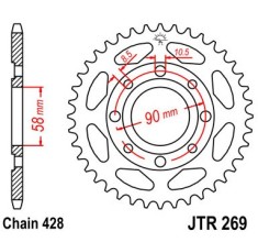 Pinion spate 38 dinti pas lant 428 ? Daelim VJ - VL 125 - Honda CB - CG - CM - SL - XL 100-125-200 - Kreidler 125 - Kymco Zing 125cc foto
