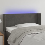 Gossi tablie de pat cu led, gri inchis, 83x16x78/88 cm, catifea