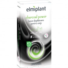 Benzi Depilatoare Elmiplant Charcoal Power, 12 Buc/Set, Elmiplant Benzi pentru Epilat cu Pudra de Carbune, Elmiplant Benzi Depilatoare Corp, Benzi cu