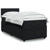 Gossi pat box spring cu saltea, negru, 90x200 cm, catifea