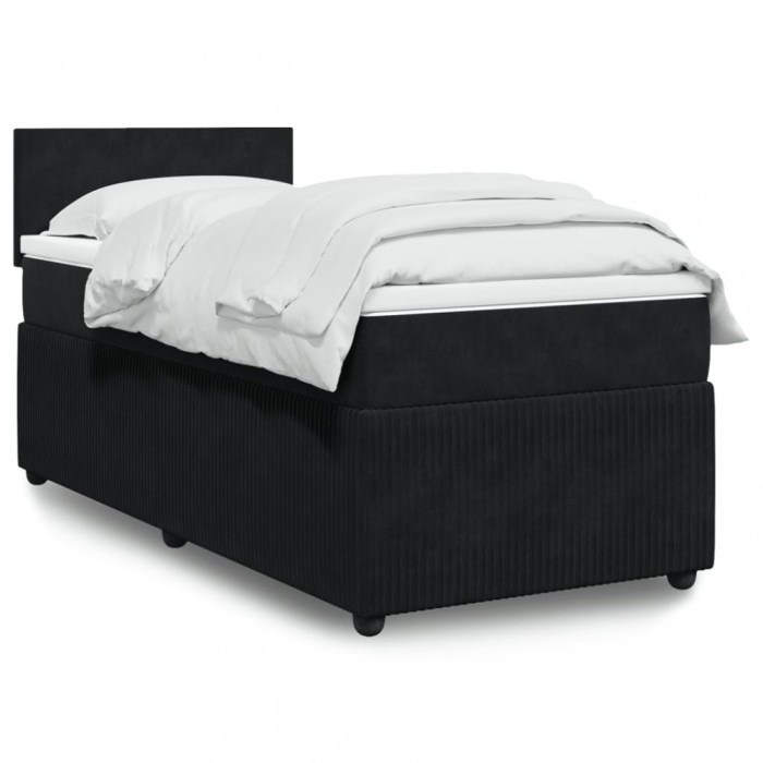vidaXL Pat box spring cu saltea, negru, 80x200 cm, catifea 3289886