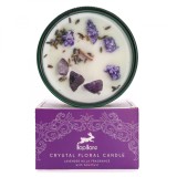 Lumanare Lavanda cu Ametist si Flori Uscate, recipient verde, 22h