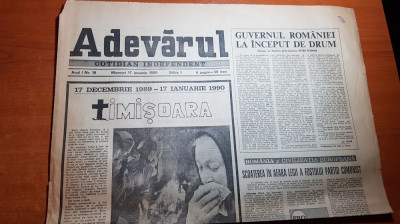 ziarul adevarul 17 ianuarie 1990-o luna de la timisoara,interviu petre roman foto