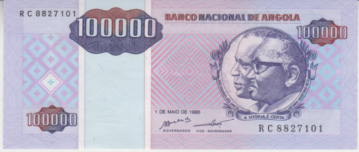 M1 - Bancnota foarte veche - Angola - 100000 kwanzas