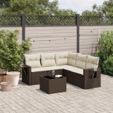 VidaXL Set canapele de grădină cu perne, 6 piese, maro, poliratan