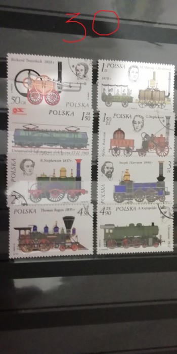 A12 S3 2 - Timbre foarte vechi - Polonia - locomotive
