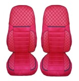 2 x Huse Scaune pentru Volvo FH 2014-2020 EURO 6 Camioane Rosu Piele LHD RHD
