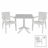 Set mobilier de gradina 5 piese Groovy-Halcyon, Pakoworld, masa cu 4 scaune, 80x80x74.5 cm, polipropilena, alb