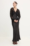 Never Fully Dressed rochie Emma culoarea negru, maxi, evazată, NFDDR1680