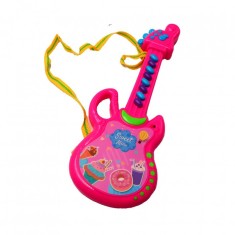 Chitara de Jucarie Pentru Copii cu Agatatoare de Gat, Sunete, 30 cm, Roz