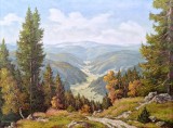 Fritz Schickedanz (1915-1972)-Peisaj montan (ST. Wilhelmsthal Mittelberg), pictură pe p&acirc;nză datată 1961, Peisaje, Ulei, Realism