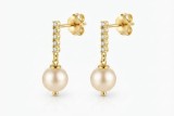 Cumpara ieftin Cercei din Argint 925 Placati cu Aur Seraphina Pearl, cu Perle si Zirconiu Cubic, 2 cm