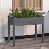 VidaXL Jardinieră pe roți cu căptușeală 118x59x80cm lemn masiv de brad