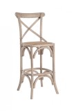 Cumpara ieftin Scaun de bar din lemn gri cu sezut din rattan Cross 50 cm x 52 cm x 118 h x 73 h1