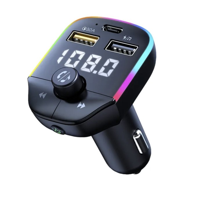 Modulator FM Auto cu Bluetooth 5.0, Handsfree Car Kit, Transmitator FM cu Functie de Incarcator Auto, Incarcare rapida prin USB Type-C / USB 3.1A, MP3