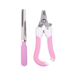 Set Cleste Profesional Taiat unghii animale si pila, Pisici, Caini, 13.5 cm, Roz foto