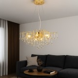 Candelabru Elegant Cu 105 Cristale, 9 X E14, Design Auriu, &Oslash;600 Mm
