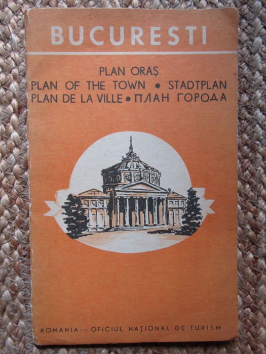 București, Plan oraș, hartă, text &icirc;n 5 limbi, Voiculescu Paraschiv, 1976