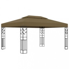 Pavilion cu acoperis dublu, gri taupe, 3 x 4 m, 180 g/m&amp;sup2; foto