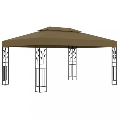 vidaXL Pavilion cu acoperiș dublu, gri taupe, 3 x 4 m, 180 g/m&amp;sup2; foto