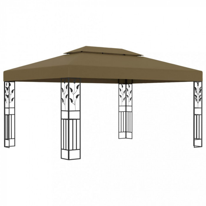 Pavilion cu acoperiș dublu, gri taupe, 3 x 4 m, 180 g/m&sup2;