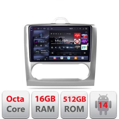 Navigatie Ford Focus 2 Clima Automata 2005-2010 Edotec Kit-140-automatic 8 core QLED 2K 16+512 360 Android Waze USB Navigatie Internet Youtube Radio C
