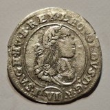 Ungaria 6 kreuzer 1671 KB argint Leopold l