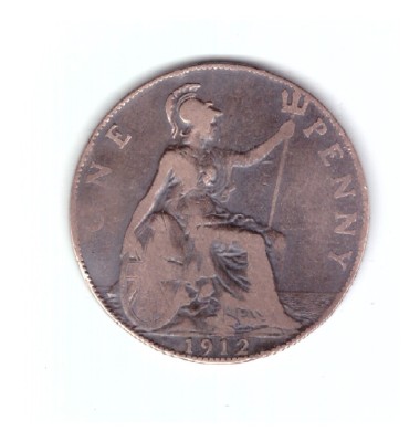 Moneda Marea Britanie 1 penny 1912 H, stare buna, curata foto